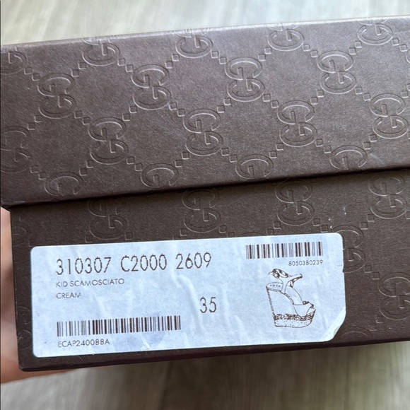 Gucci Cream Sandals with Wedge Heel and Ankle Strap - Picture 9 of 13